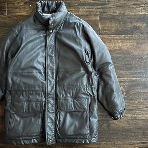 Mint Condition Vintage 🙌🏼 Brown Genuine Leather Goose Down Jacket Parka